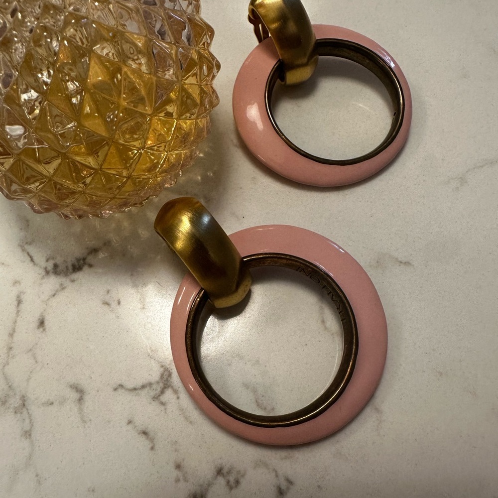 Kenneth Jay Lane Pink and Gold Statement Earrings